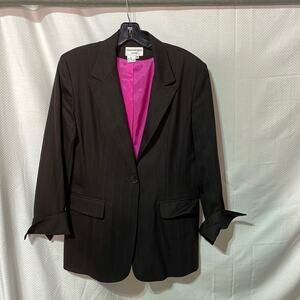 Charles Gray 10 brown pink wool blend 1 button longer style euc worn once